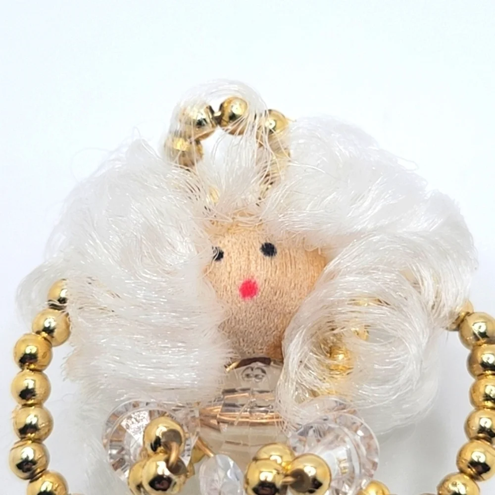 Vintage Beaded Brooch Pin Angel